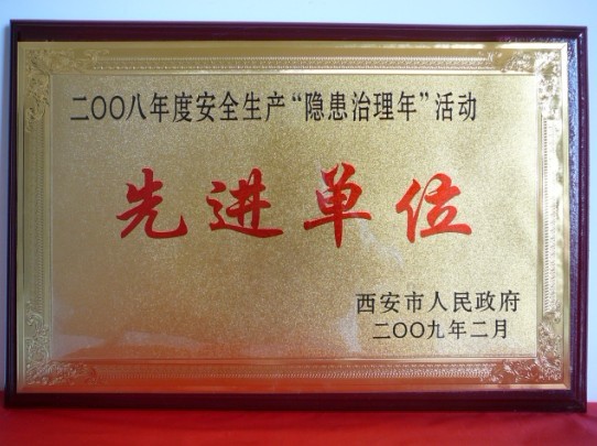 2009年2月，被西安市人民政府評為2008年度安全生產(chǎn)“隱患治理年”活動先進單位